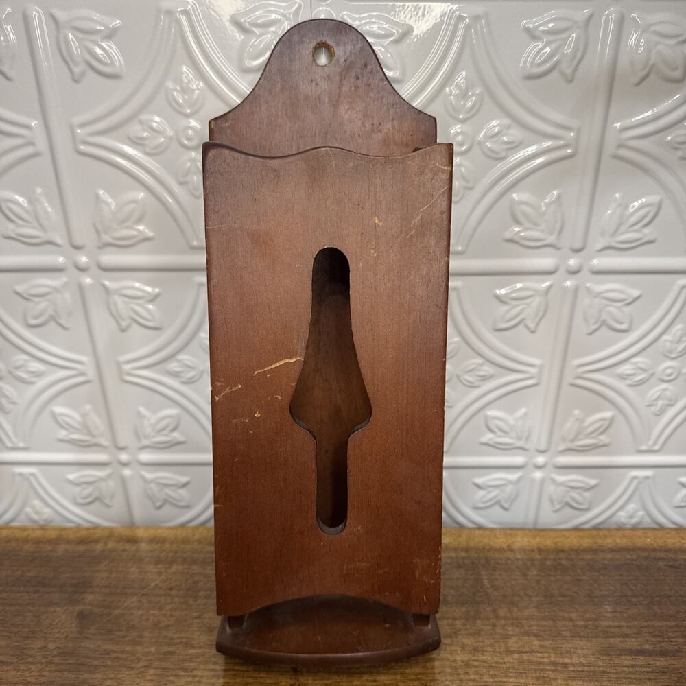 Vintage Wooden Fireplace Long Match Holder Wall Mount 12 1/2" LONG